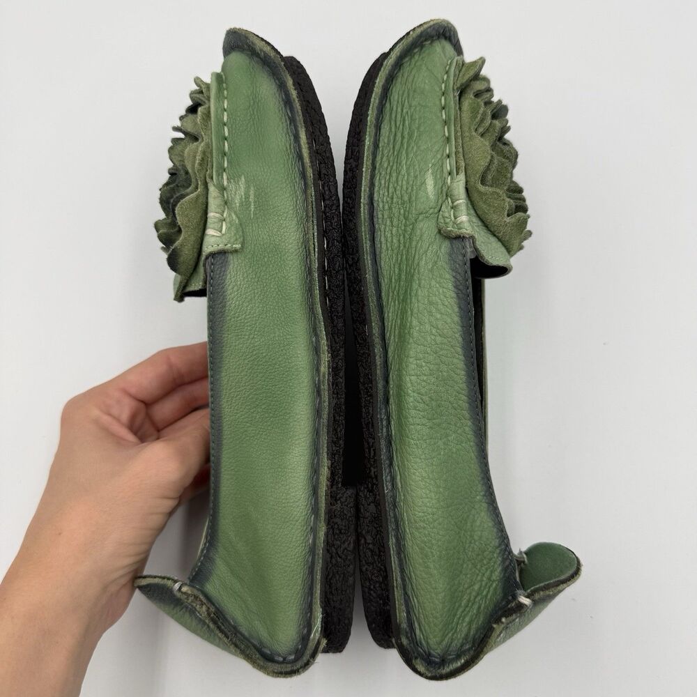 L’Artiste Spring Step Dezi Green Leather Rose Flower Flats Women EU 40 US 9 - Picture 7 of 11